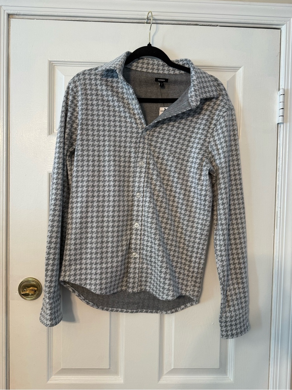 Express Gray Houndstooth Button-Up